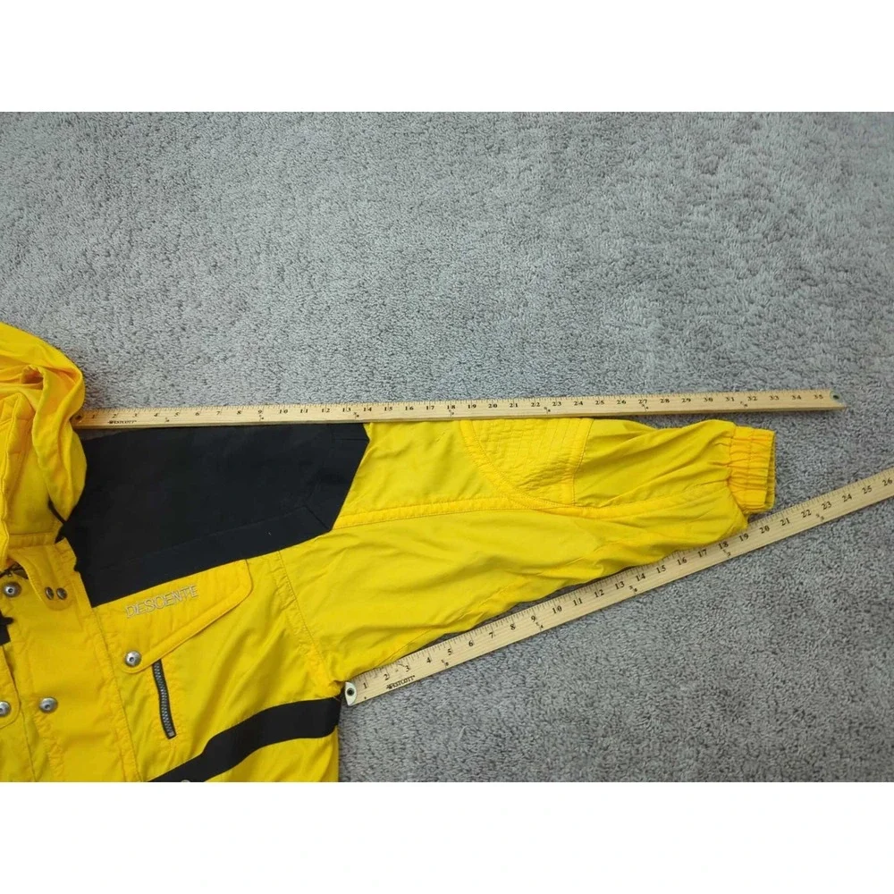 Descente Ski Wear‎ Jacket Mens Large Yellow Long Sleeve Hooded Insulated